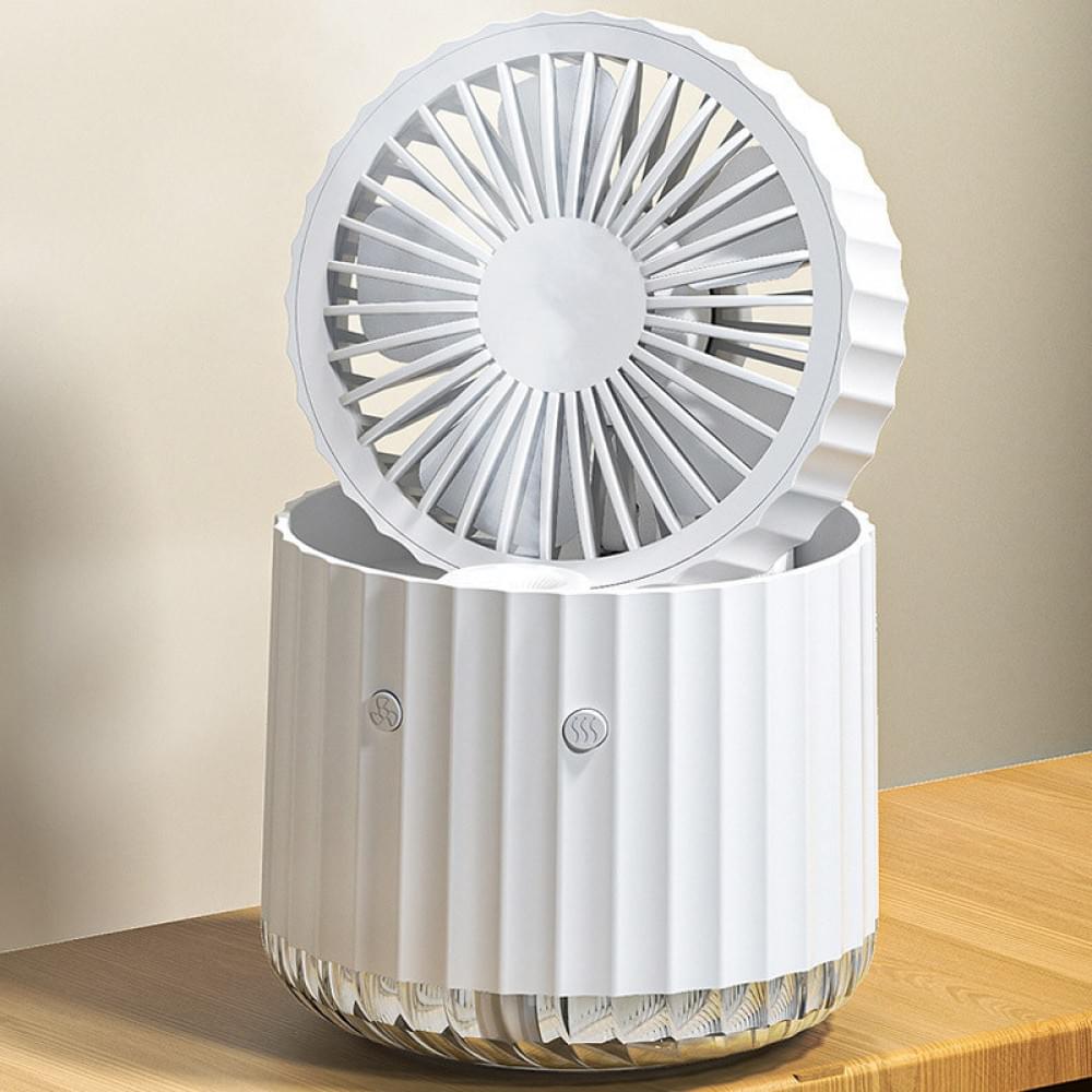 Настільний вентилятор Rapid Cooling 3in1 з водяним охолодженням і підсвічуванням 1200 mAh White