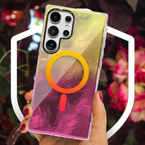 Чохол TPU Shiny Mountain (MagFit) для Samsung Galaxy S25 Ultra Yellow / Pink
