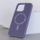 Шкіряний чохол Bonbon Leather Metal Style with MagSafe для Apple iPhone 11 Pro Max (6.5") Сірий / Lavender
