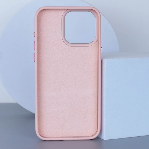 Шкіряний чохол Bonbon Leather Metal Style with MagSafe для Apple iPhone 13 Pro Max (6.7") Рожевий / Light pink