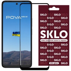 Захисне скло SKLO 3D (full glue) для TECNO Pova Neo 2 (LG6n) Чорний