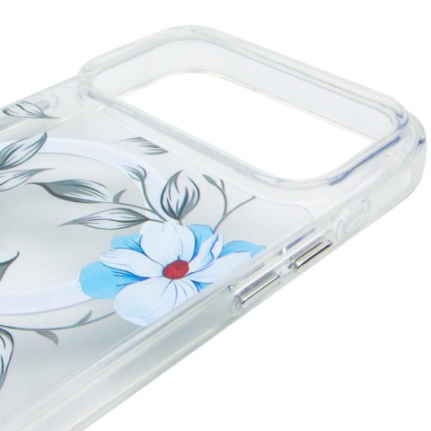TPU+PC чохол Clear Garden with MagSafe для Apple iPhone 17 Pro Max (6.9") Blue Blossom