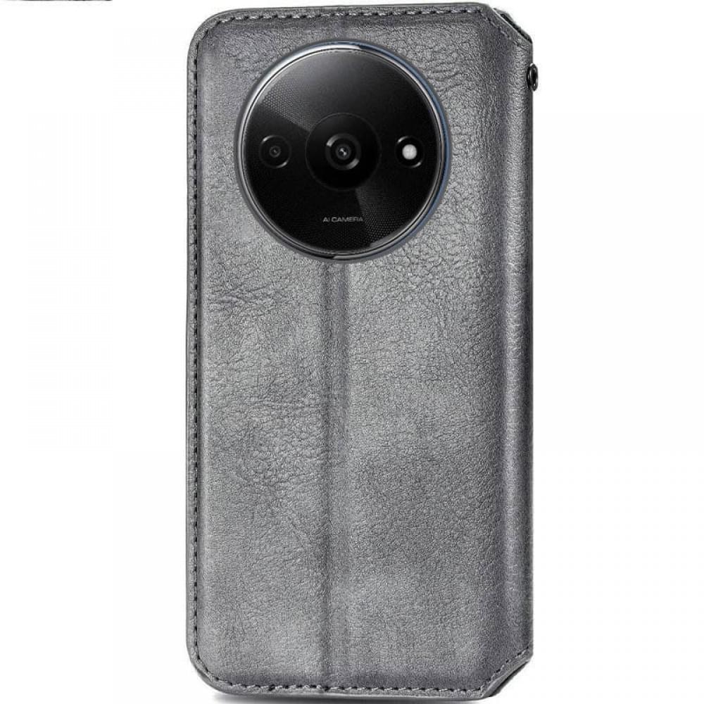 Шкіряний чохол-книжка GETMAN Cubic (PU) для Xiaomi Redmi A3 Сірий