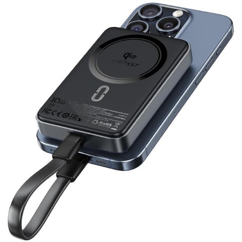 Портативний ЗП Power Bank Acefast M11 30W Qi2 з БЗП 10000 mAh Black