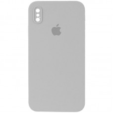 Чохол Silicone Case Square Full Camera Protective (AA) для Apple iPhone X / XS (5.8") Сірий / Light Grey