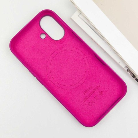 Чохол Silicone case (AAA) with Magsafe and Animation (button) для Apple iPhone 16 Plus (6.7") Fuchsia