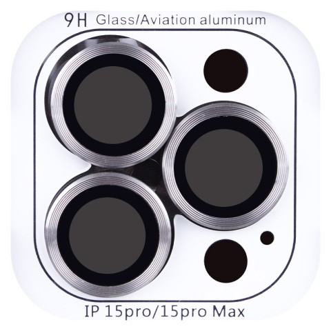 Захисне скло Metal Classic на камеру (у упак.) для Apple iPhone 15 Pro (6.1") / 15 Pro Max (6.7") Сірий / Titanium Gray