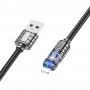 Дата кабель Hoco U122 Lantern Transparent Discovery Edition USB to Lightning Black