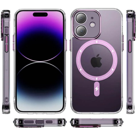 Чохол TPU+PC Colorful with MagSafe для Apple iPhone 12 (6.1") Pink
