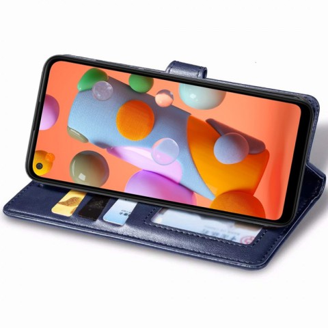 Шкіряний чохол-книжка GETMAN Gallant (PU) для Samsung Galaxy A11 Синій