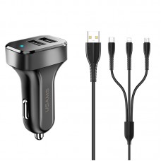 АЗУ Usams C13 2.1A Dual USB + U35 3IN1 Charging Cable (1m)