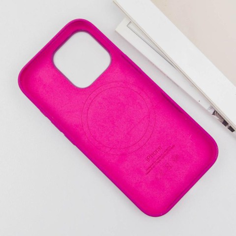 Чохол Silicone case (AAA) with Magsafe and Animation (button) для Apple iPhone 16 Pro Max (6.9") Fuchsia