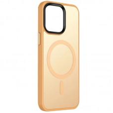 TPU+PC чохол Metal Buttons with MagSafe Colorful для Apple iPhone 14 (6.1") Персиковий