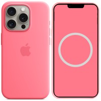 Чохол Silicone case (AAA) with Magsafe and Animation для Apple iPhone 15 Pro Max (6.7") Рожевий / Pink