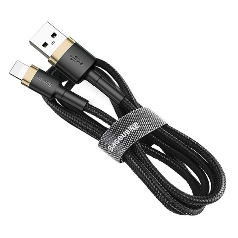 Дата кабель Baseus Cafule Lightning Cable 2.4A (1m) (CALKLF-B) Золотий / Чорний