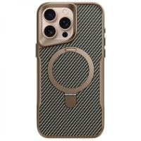 TPU+PC чохол Metal Buttons with MagSafe Carbon Ring для Apple iPhone 15 Pro Max (6.7") Золотий