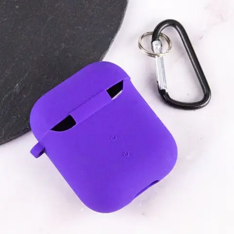 Силіконовий футляр з мікрофіброю для навушників Airpods 1/2 Фіолетовий / Ultra Violet