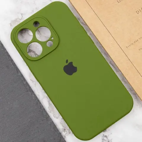Чохол Silicone Case Full Camera Protective (AA) для Apple iPhone 14 Pro (6.1") Зелений / Dark Olive