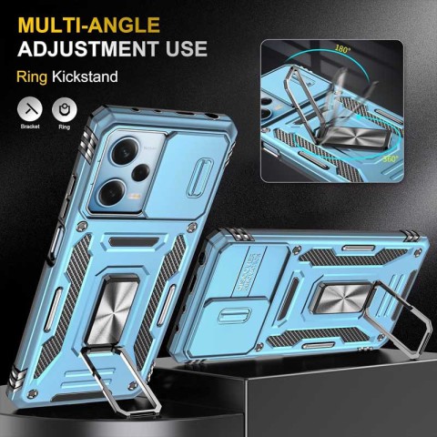 Ударостійкий чохол Camshield Army Ring для Xiaomi Redmi 12 / Poco M6 Pro 5G Блакитний / Light Blue