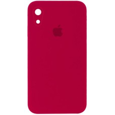 Чохол Silicone Case Square Full Camera Protective (AA) для Apple iPhone XR (6.1") Червоний / Rose Red