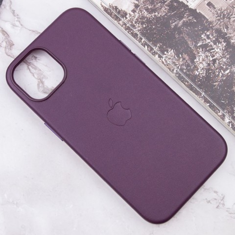 Шкіряний чохол Leather Case (AAA) with MagSafe and Animation для Apple iPhone 13 (6.1") Dark Cherry