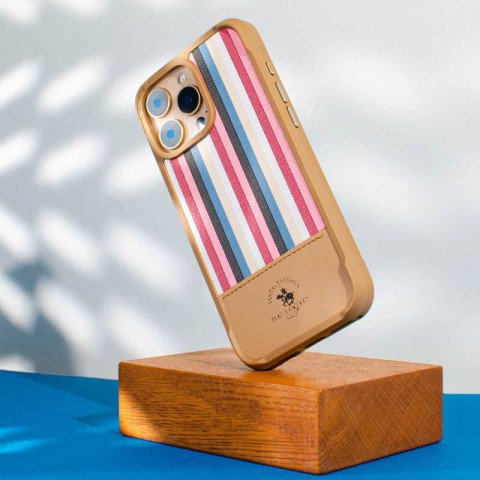 Шкіряний чохол Polo Santa Barbara Isaac для Apple iPhone 16 Pro Max (6.9") Champagne gold