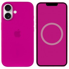 Чохол Silicone case (AAA) with Magsafe and Animation (button) для Apple iPhone 16 Plus (6.7") Fuchsia