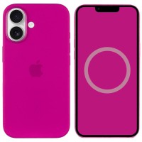 Чохол Silicone case (AAA) with Magsafe and Animation (button) для Apple iPhone 16 Plus (6.7") Fuchsia