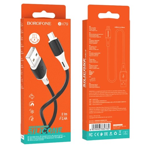 Дата кабель Borofone BX79 USB to MicroUSB (1m) Чорний