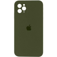 Чохол Silicone Case Square Full Camera Protective (AA) для Apple iPhone 11 Pro Max (6.5") Зелений / Dark Olive