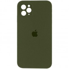 Чохол Silicone Case Square Full Camera Protective (AA) для Apple iPhone 11 Pro Max (6.5") Зелений / Dark Olive
