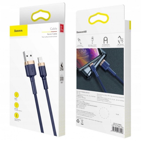 Дата кабель Baseus Cafule Lightning Cable 2.4A (1m) (CALKLF-B) Золотий / Чорний
