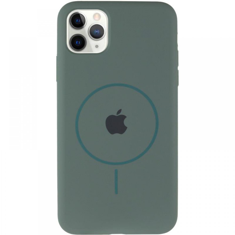 Чохол Silicone Case Full Protective (AA) with MagSafe для Apple iPhone 11 Pro Max (6.5") Зелений / Pine green