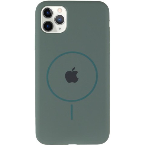 Чохол Silicone Case Full Protective (AA) with MagSafe для Apple iPhone 11 Pro Max (6.5") Зелений / Pine green