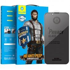 Захисне 2.5D скло Blueo Full Cover Anti-Peep для Apple iPhone 13 Pro / 13 / 14 / 16e (6.1") Чорний