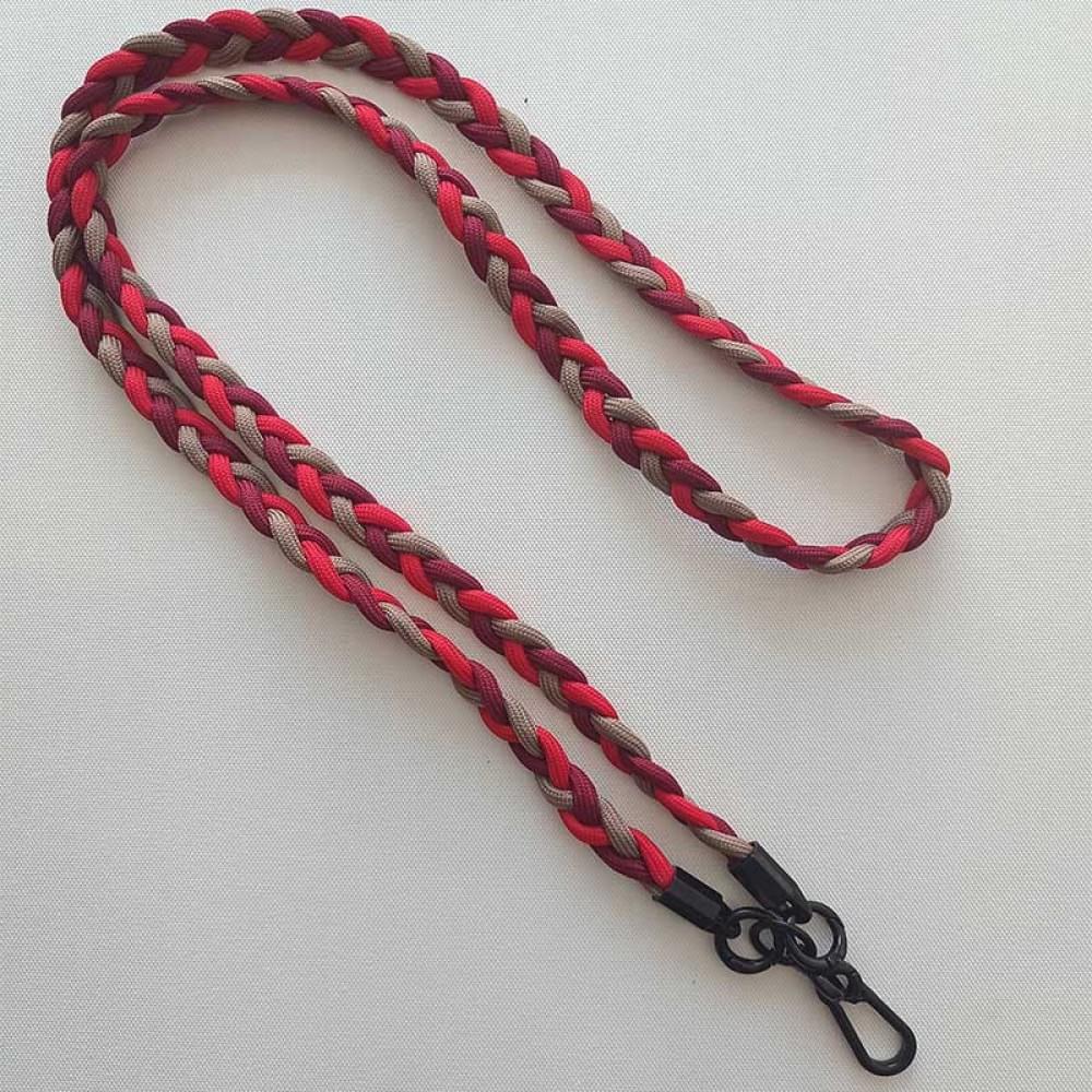 Плетений шнурок (5мм) 120см Red / Maroon / Brown