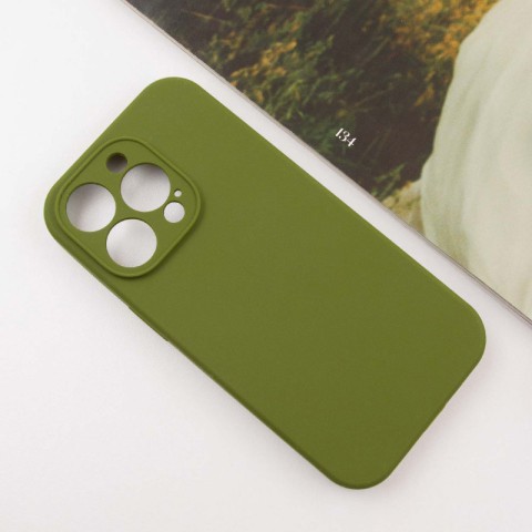 Чохол Silicone Case Full Camera Protective (AA) NO LOGO для Apple iPhone 13 Pro (6.1") Зелений / Dark Olive