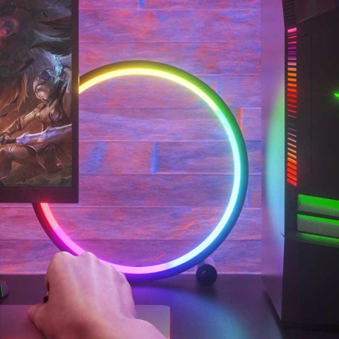 Настільна LED лампа RGB Intelligent circular atmosphere light Bluetooth USB with app Black