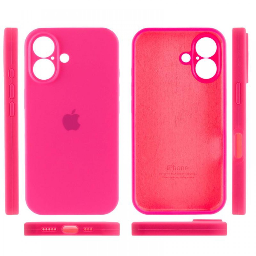 Чохол Silicone Case Full Camera Protective (AA) для Apple iPhone 16 (6.1") Рожевий / Barbie pink