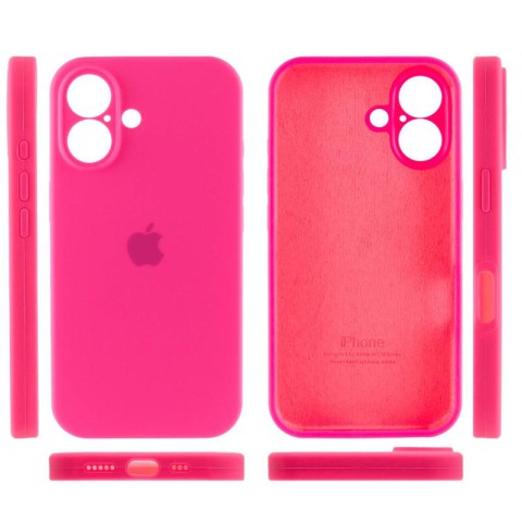 Чохол Silicone Case Full Camera Protective (AA) для Apple iPhone 16 (6.1") Рожевий / Barbie pink