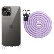 Чохол TPU Transparent with Straps для Apple iPhone 13 / 14 (6.1") Light Purple