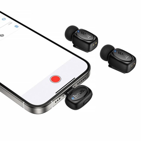 Петличний бездротовий мікрофон Hoco L19 Graceful dual-mic 2in1 (Lightning/Type-C) Black