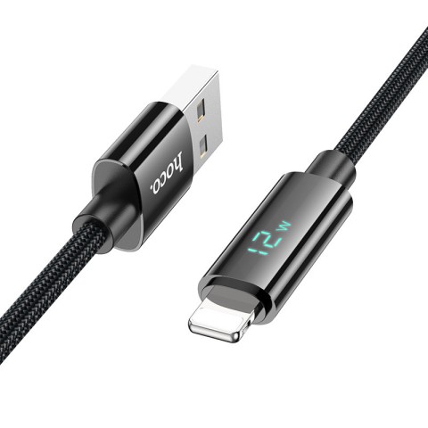 Дата кабель Hoco U125 Benefit 2.4A USB to Lightning with display (1.2m) Black