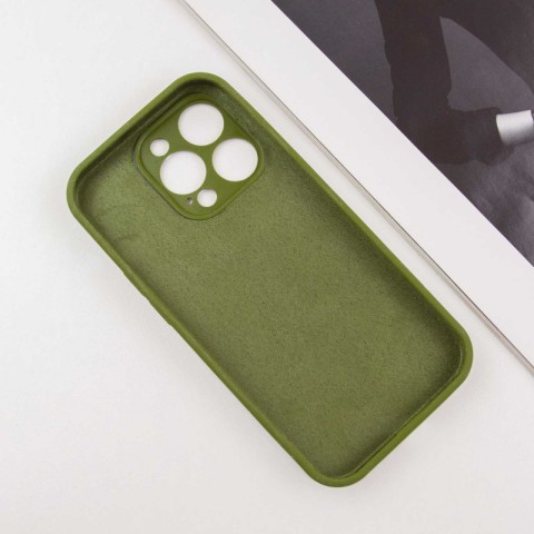 Чохол Silicone Case Full Camera Protective (AA) NO LOGO для Apple iPhone 13 Pro (6.1") Зелений / Dark Olive