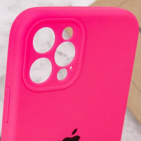 Чохол Silicone Case Full Camera Protective (AA) для Apple iPhone 12 Pro (6.1") Рожевий / Barbie pink