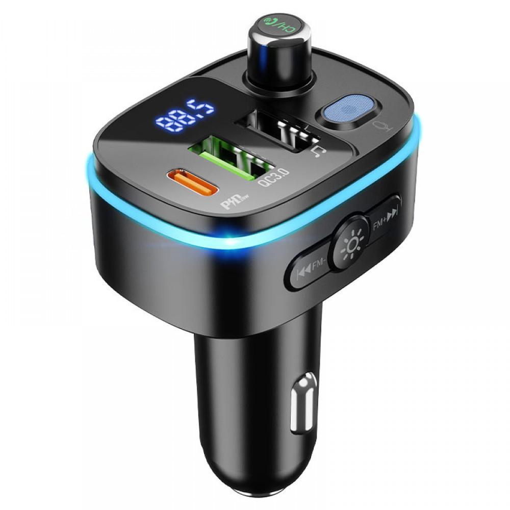 АЗП FM модулятор Hoco E62 PD20W+QC3.0 (2USB-A/1C) Чорний