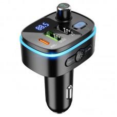 АЗП FM модулятор Hoco E62 PD20W+QC3.0 (2USB-A/1C) Чорний