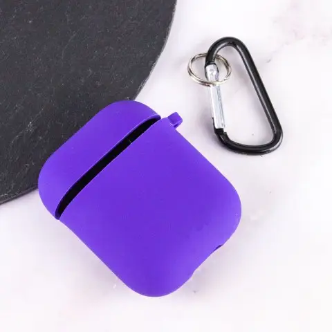 Силіконовий футляр з мікрофіброю для навушників Airpods 1/2 Фіолетовий / Ultra Violet
