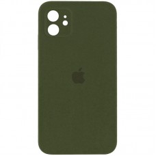 Чохол Silicone Case Square Full Camera Protective (AA) для Apple iPhone 11 (6.1") Зелений / Dark Olive