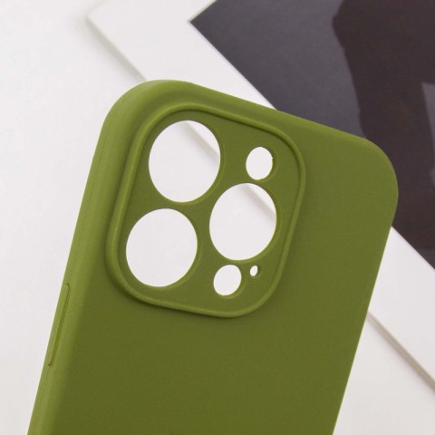 Чохол Silicone Case Full Camera Protective (AA) NO LOGO для Apple iPhone 13 Pro (6.1") Зелений / Dark Olive